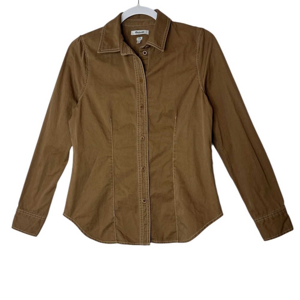 MADEWELL Shirt Top Women's Size 2 Darted Button Up Fallen Timber Corpcore Career